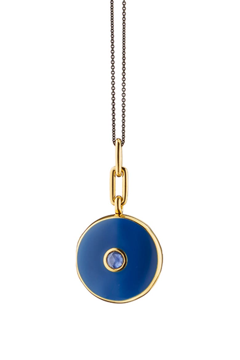 18k Gold & Sterling Silver Enamel Locket Necklace, Main, color, STERLING SILVER