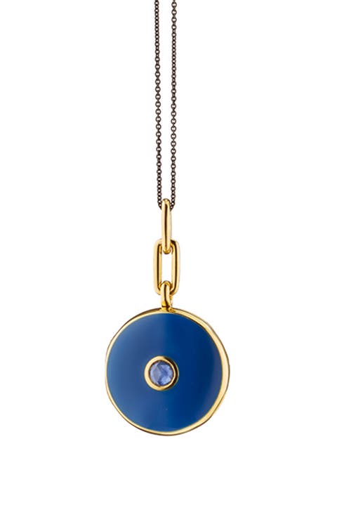 18k Gold & Sterling Silver Enamel Locket Necklace