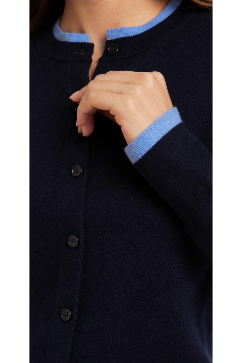 Wool Blend Contrast Trim Button Cardigan, Alternate, color, Deep Navy