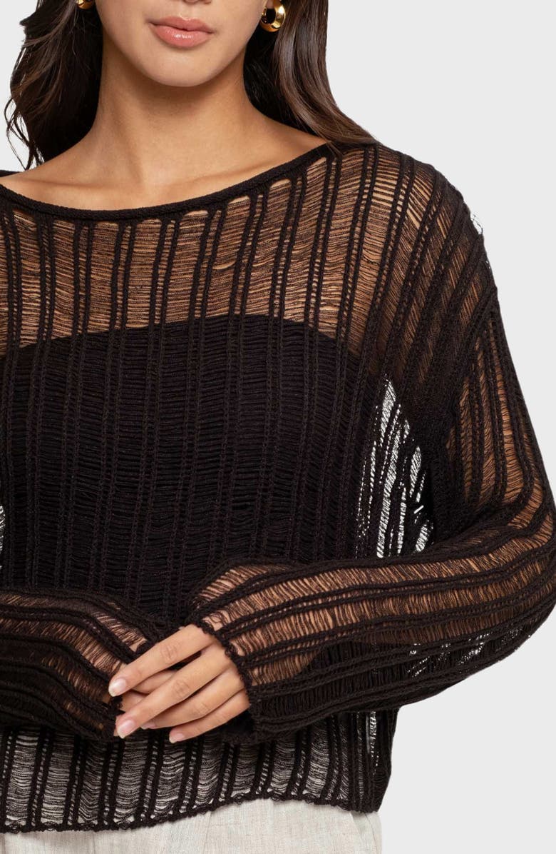 Blu Pepper Ladder Stitch Sheer Sweater, Alternate, color,