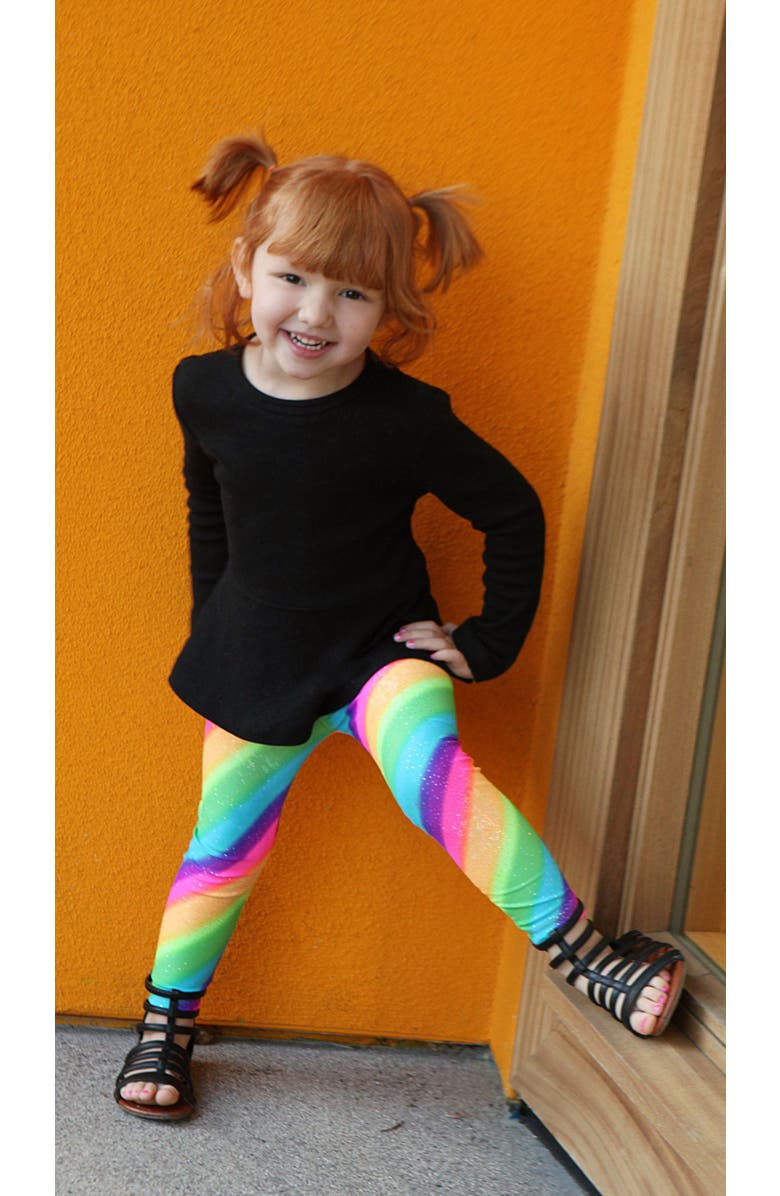 CITY THREADS Girls Novelty Stretch Leggings, Alternate, color, Rainbow Sparkle