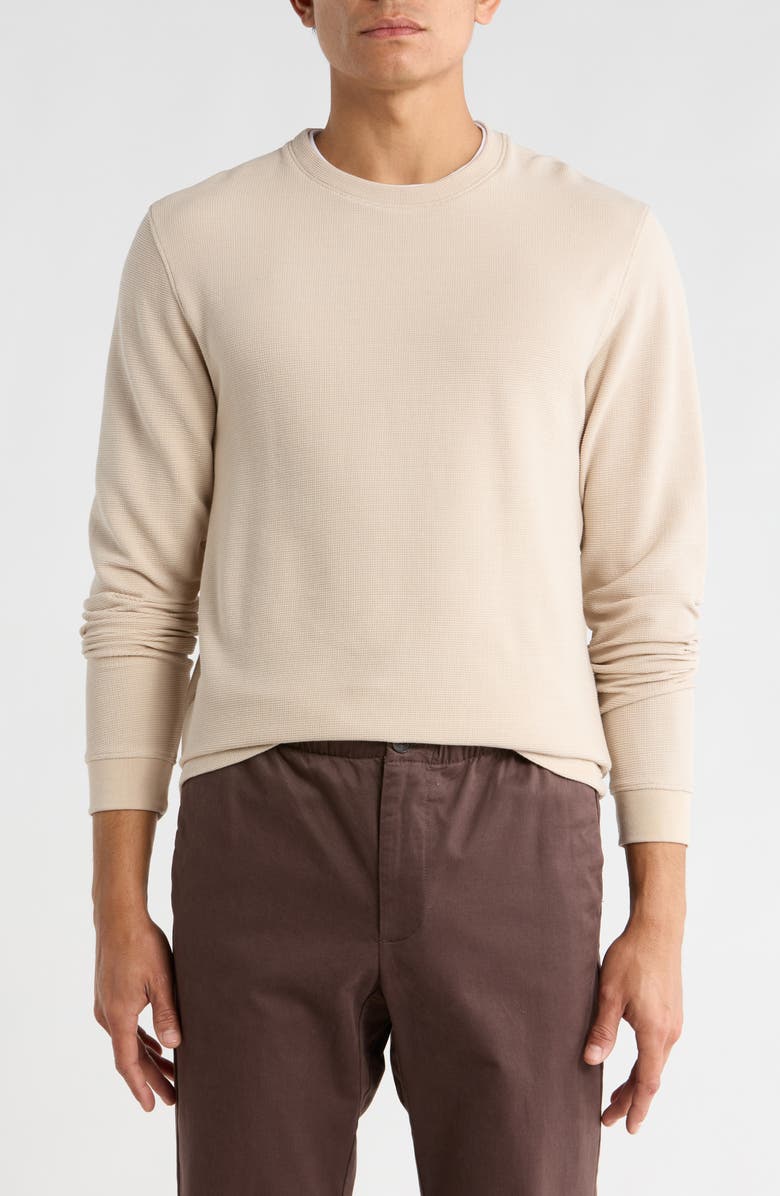 DENIM AND FLOWER Textured Long Sleeve T-Shirt, Main, color, Sand