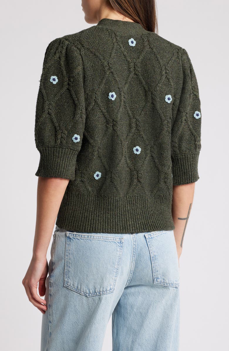 Rails Isla Floral Embroidered Elbow Sleeve Button-Up Cardigan, Alternate, color,