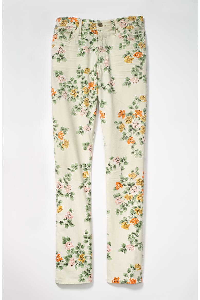 'Mandy' High Waist Slim Leg Floral Print Jeans, Alternate, color, NATURAL PETITE ROSE