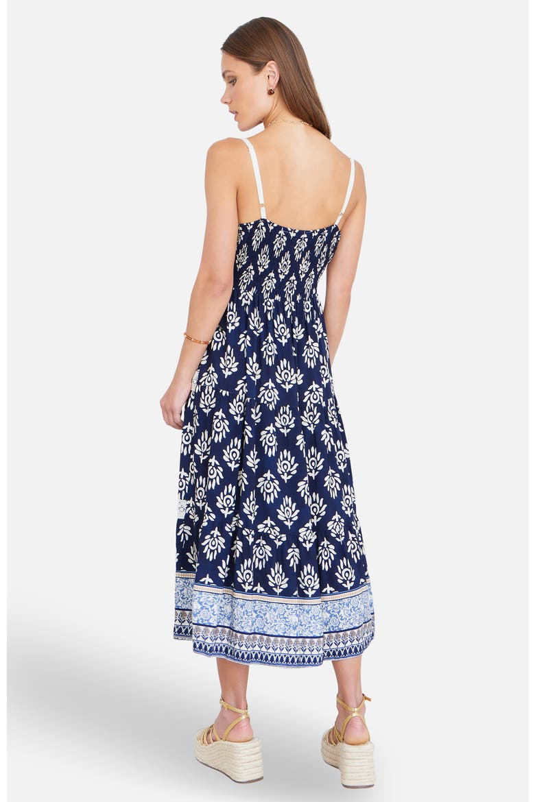 Paisley Print Midi Sun Dress, Alternate, color, Navy