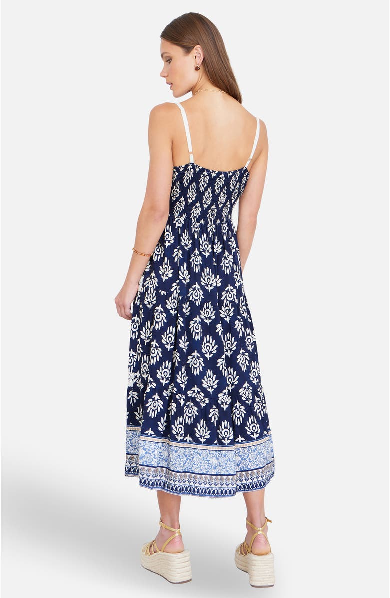 Yumi Paisley Print Midi Sun Dress, Alternate, color, Navy