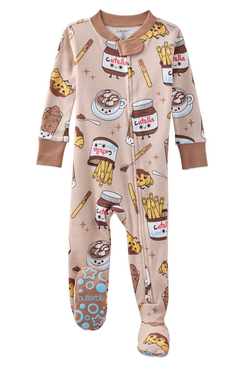Cruz One-Piece Organic Cotton Footie Pajamas, Main, color, CHOC FULL OF CUTE