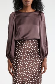 Renee C Cutout Long Sleeve Satin Top