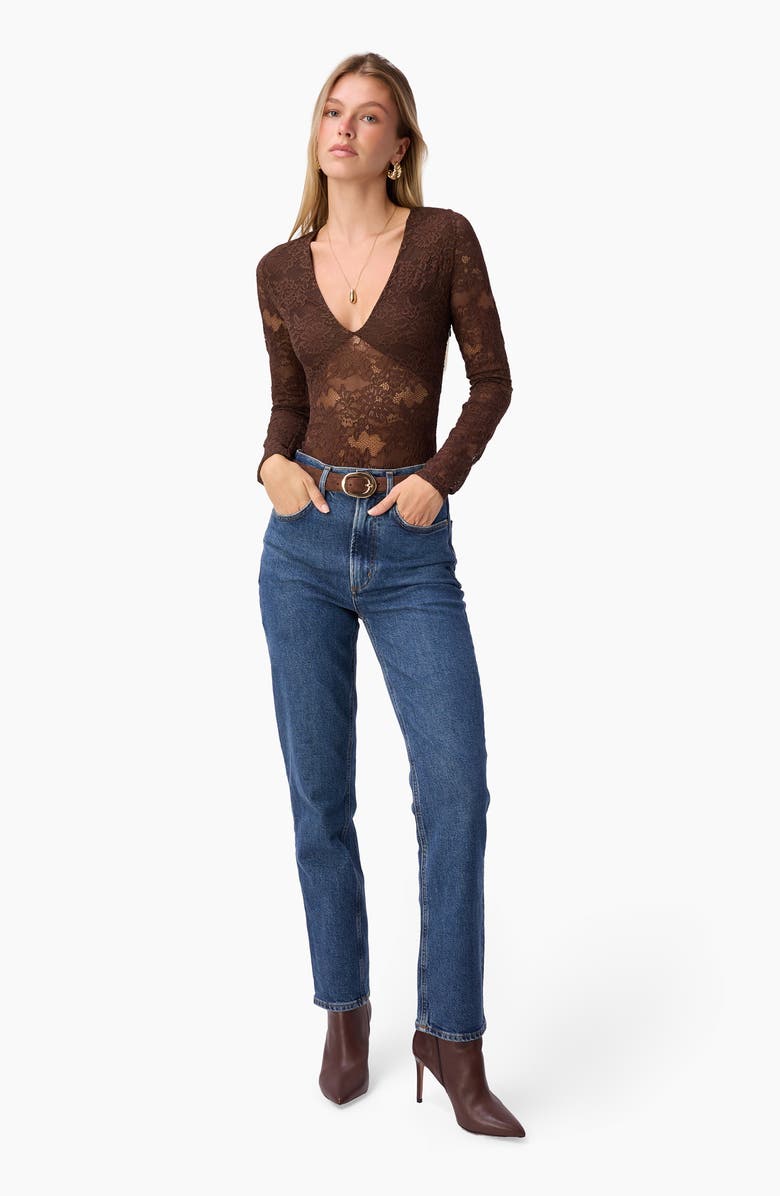 CAMI NYC Nami Lace Bodysuit, Alternate, color, Sable