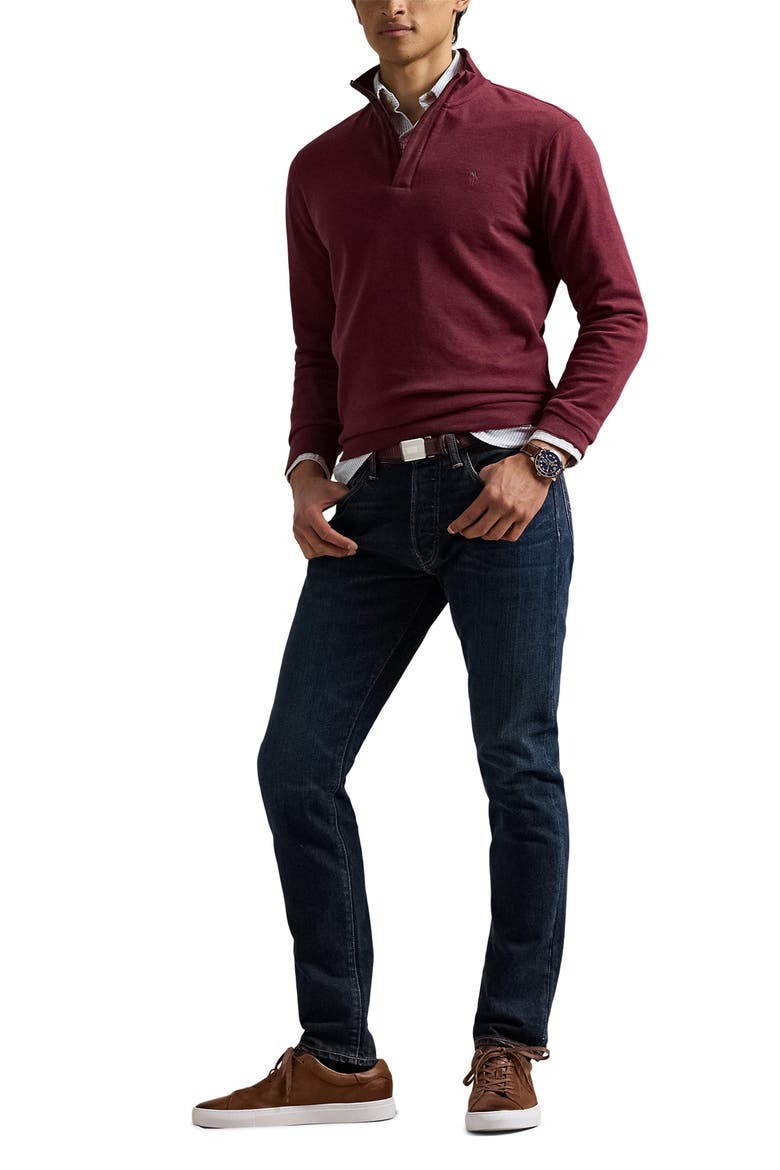 Cotton Blend Quarter Zip Pullover, Alternate, color, SPRING WINE HEATHER/C5999