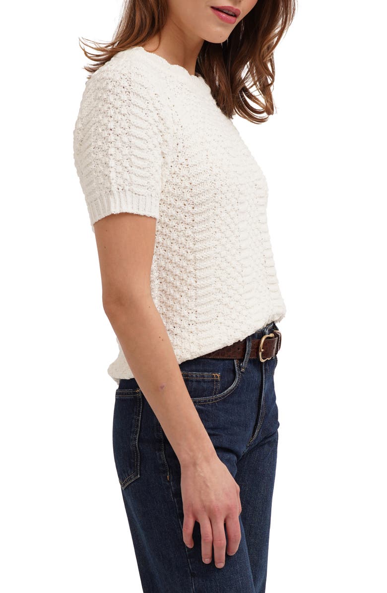 CYRUS Short Sleeve Textured Crewneck Sweater, Alternate, color, Cream