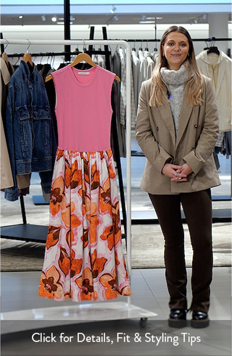 Daphne Floral Sleeveless Mixed Media Dress, sales video thumbnail