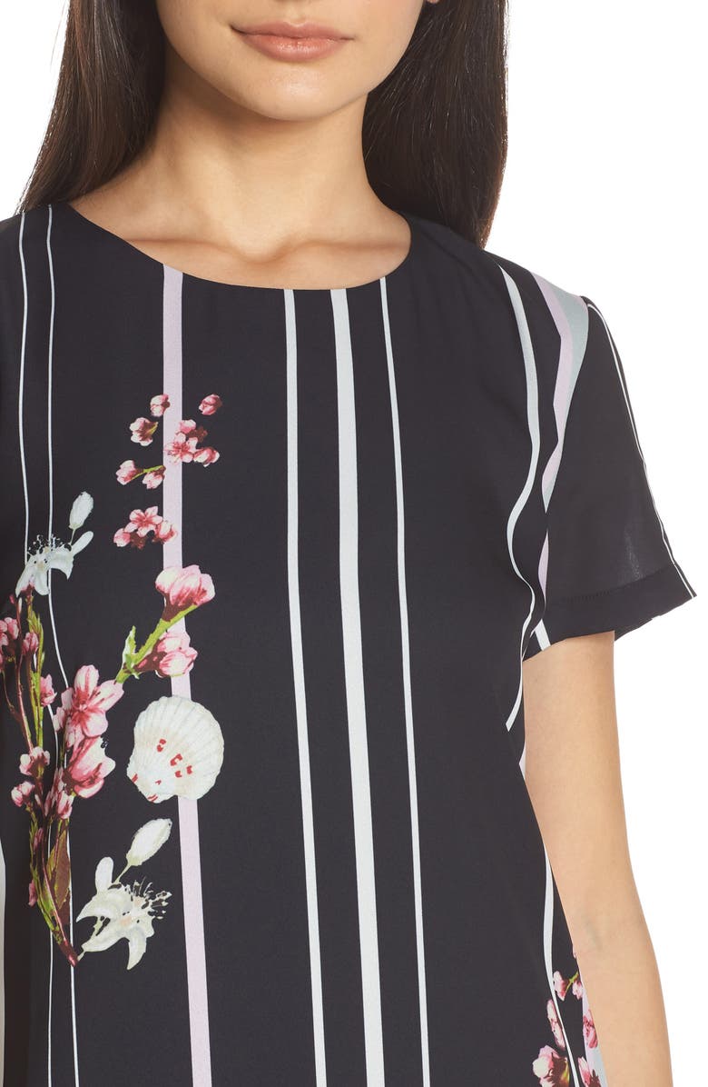 Forest Lily Stripe Floral Shift Dress, Alternate, color, 
