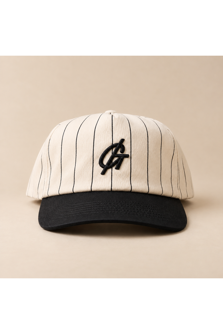 The Pinstripe Monogram Cap, Main, color, Black