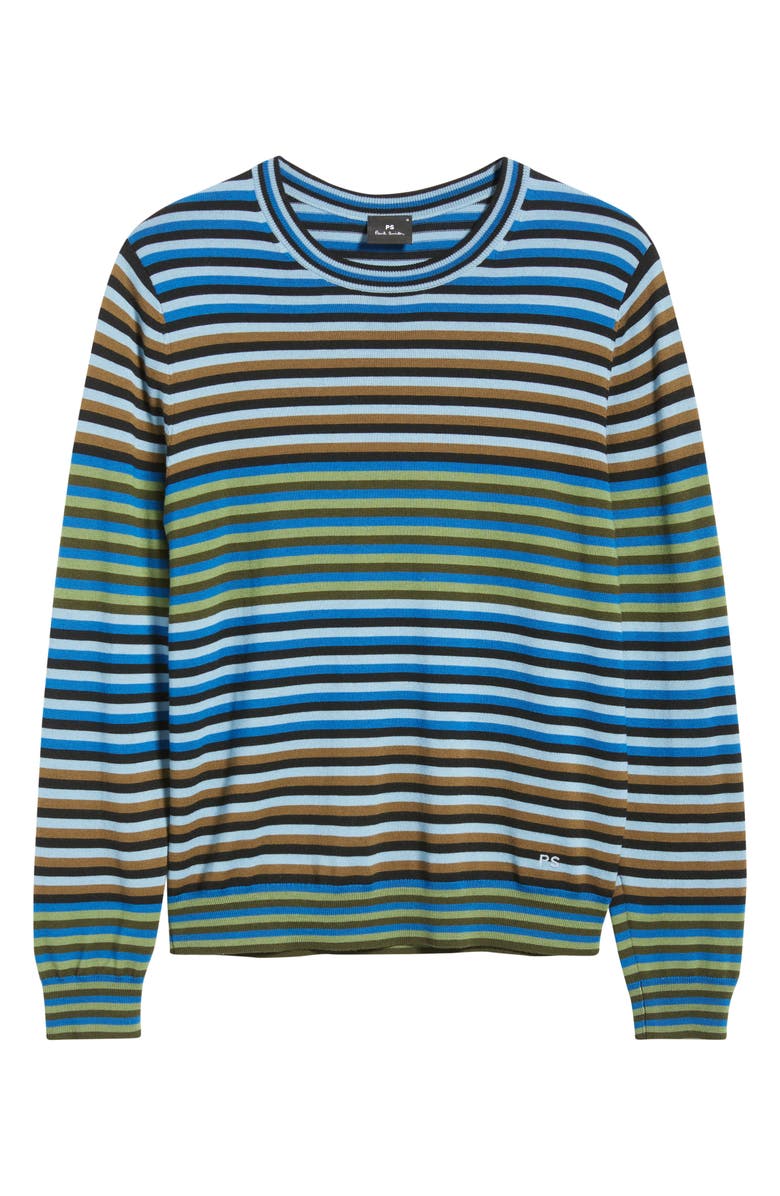 PS Paul Smith Stripe Merino Wool Crewneck Sweater, Alternate, color, Cobalt Blue