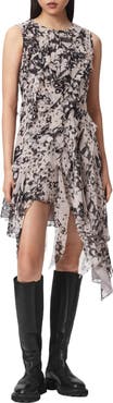 AllSaints Angie Asymmetric Ruffle Dress