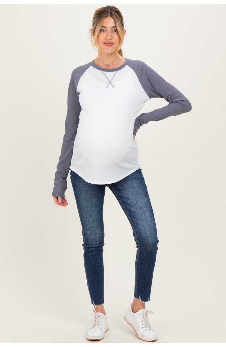 PinkBlush Raw Hem Cropped Skinny Maternity Jeans, Alternate, color, Navy Blue