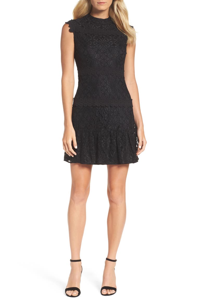 Lace Sheath Dress, Alternate, color, BLACK