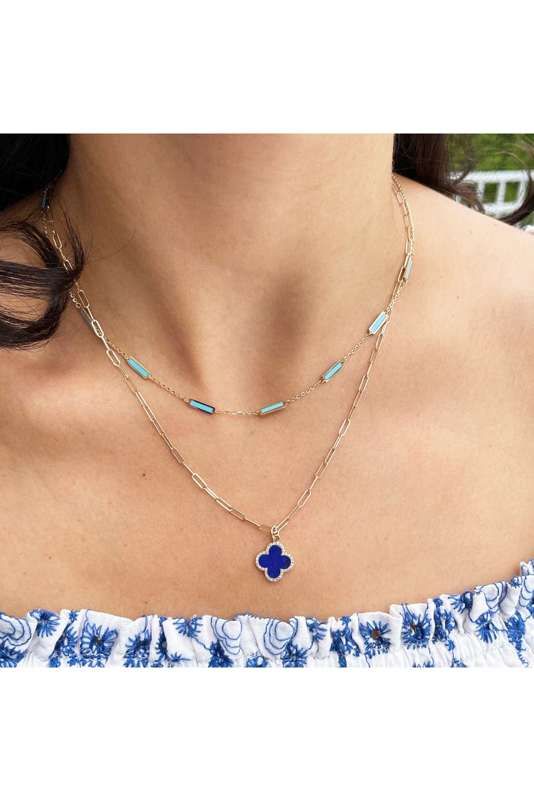 Lapis Diamond Clover Charm, Alternate, color, Lapis