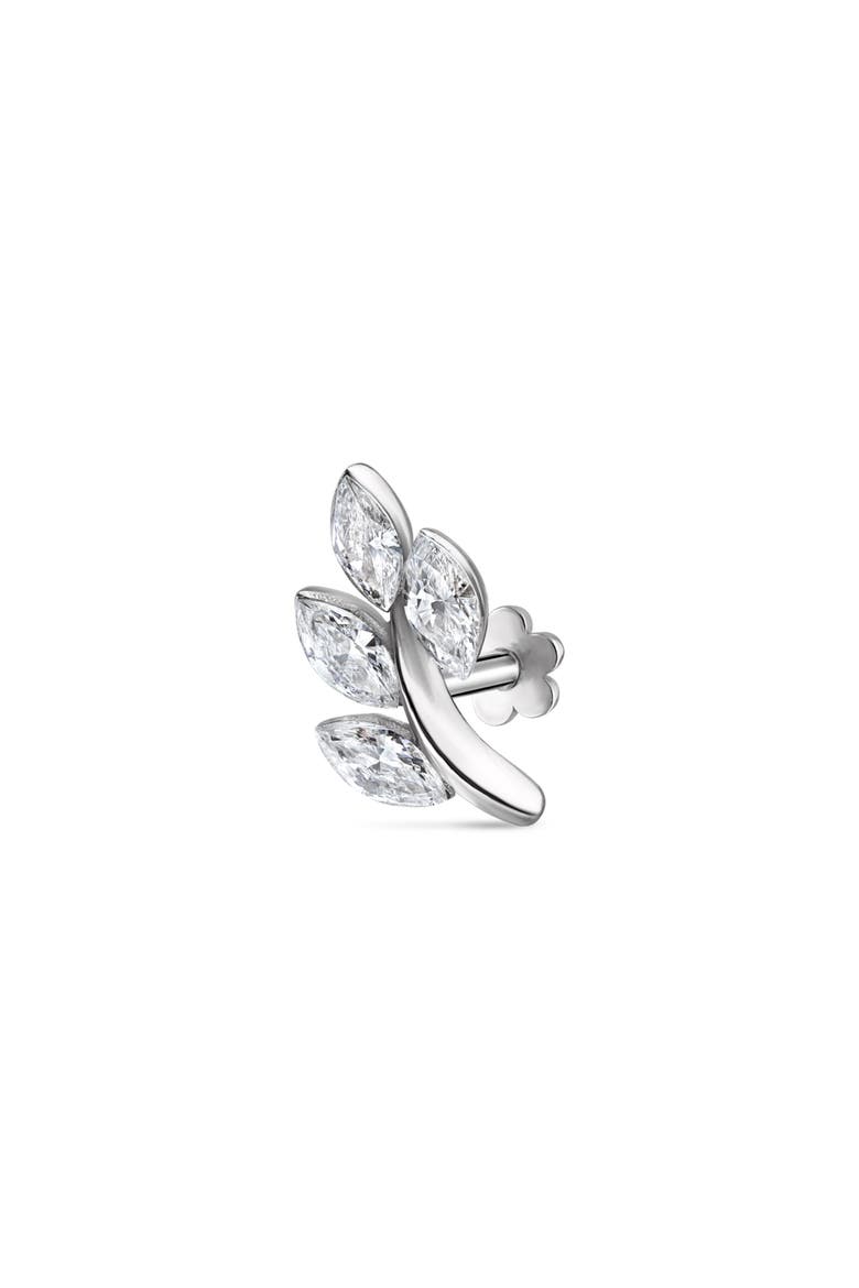 Diamond Vine Single Threaded Stud Earring, Main, color, WHITE GOLD
