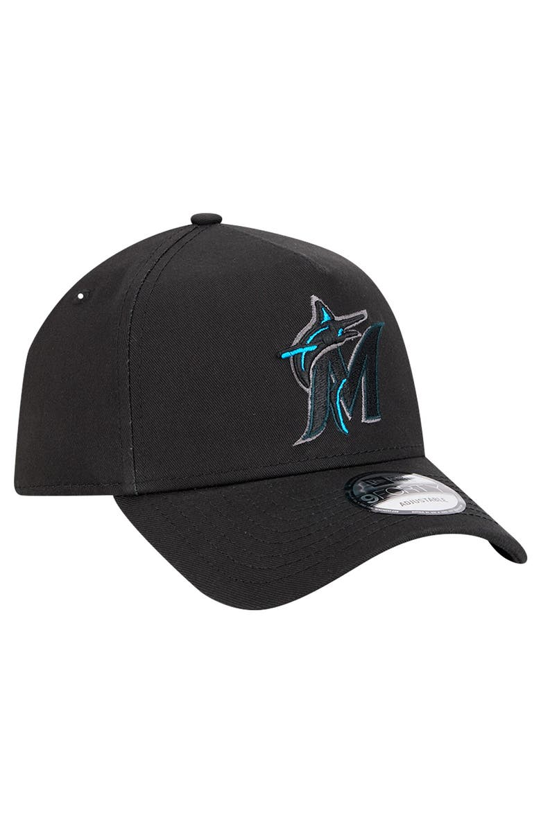 New Era Men's New Era Black Miami Marlins Tonal Pop 9FORTY A-Frame Adjustable Hat, Alternate, color, 