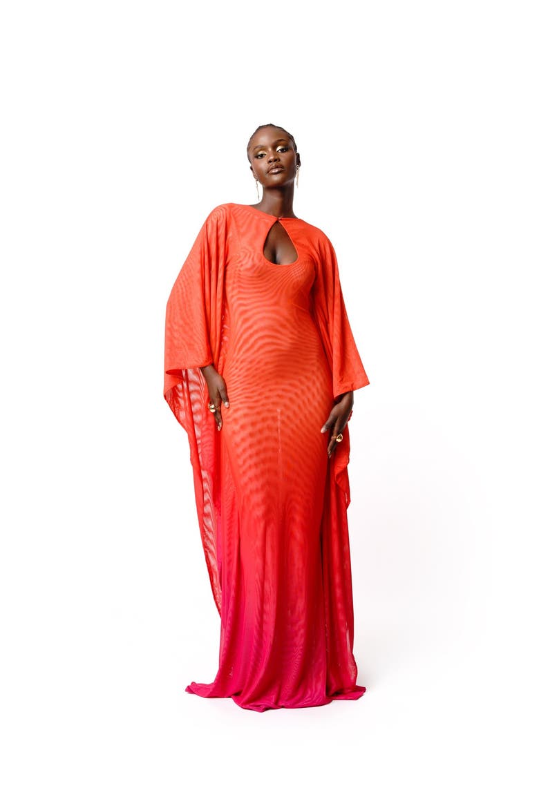 Sienna Kaftan Maxi Dress, Alternate, color, Orange