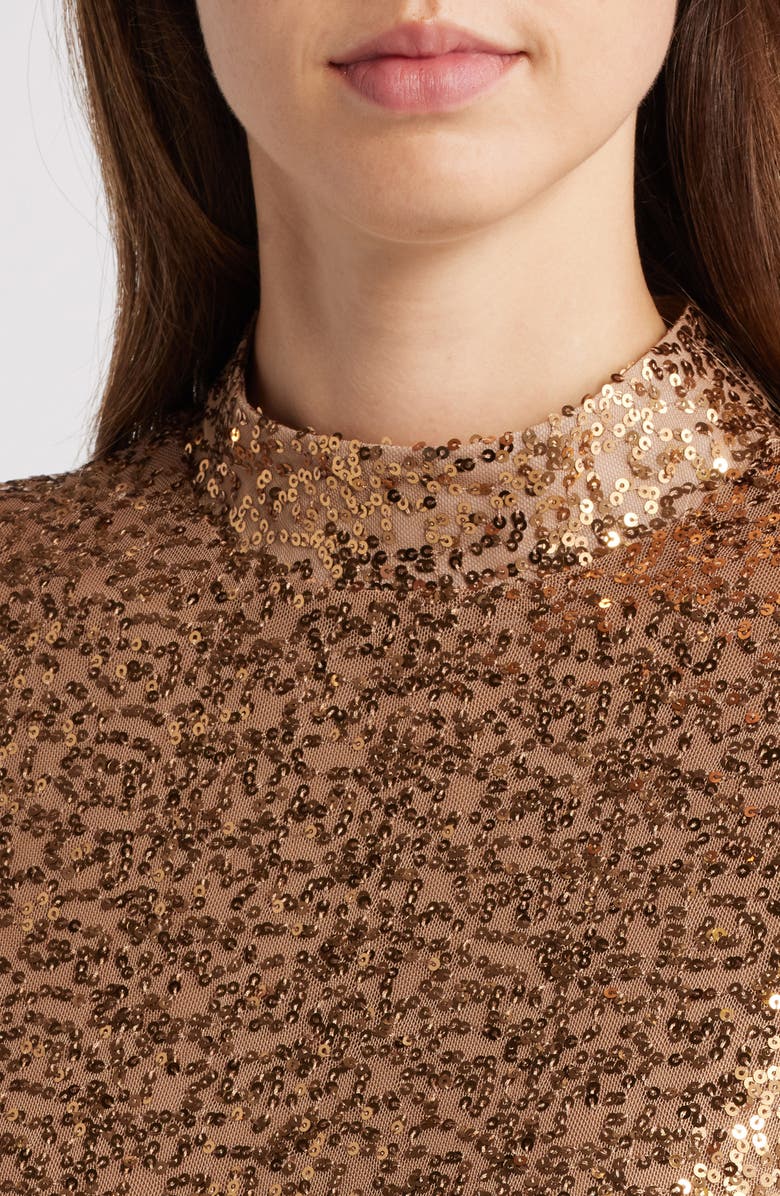 Anne Klein Long Sleeve Sequin Minidress, Alternate, color,