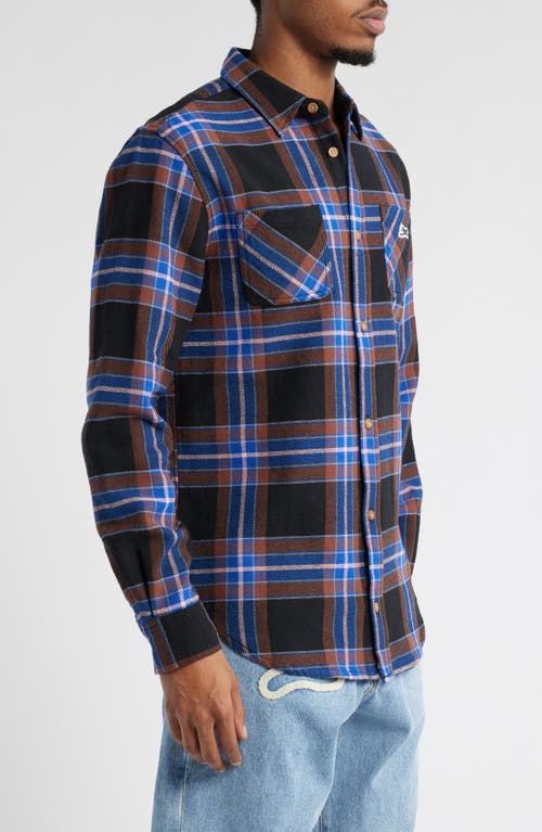 Icecream Big Drip Cotton Flannel Button-up Shirt In Black
