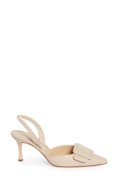 Manolo Blahnik Maysli Woven Buckle Slingback Pumps In Beige