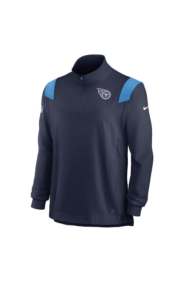 Nike Men's Nike Navy Tennessee Titans Sideline Coach Chevron Lockup Quarter-Zip Long Sleeve Top, Alternate, color, Navy