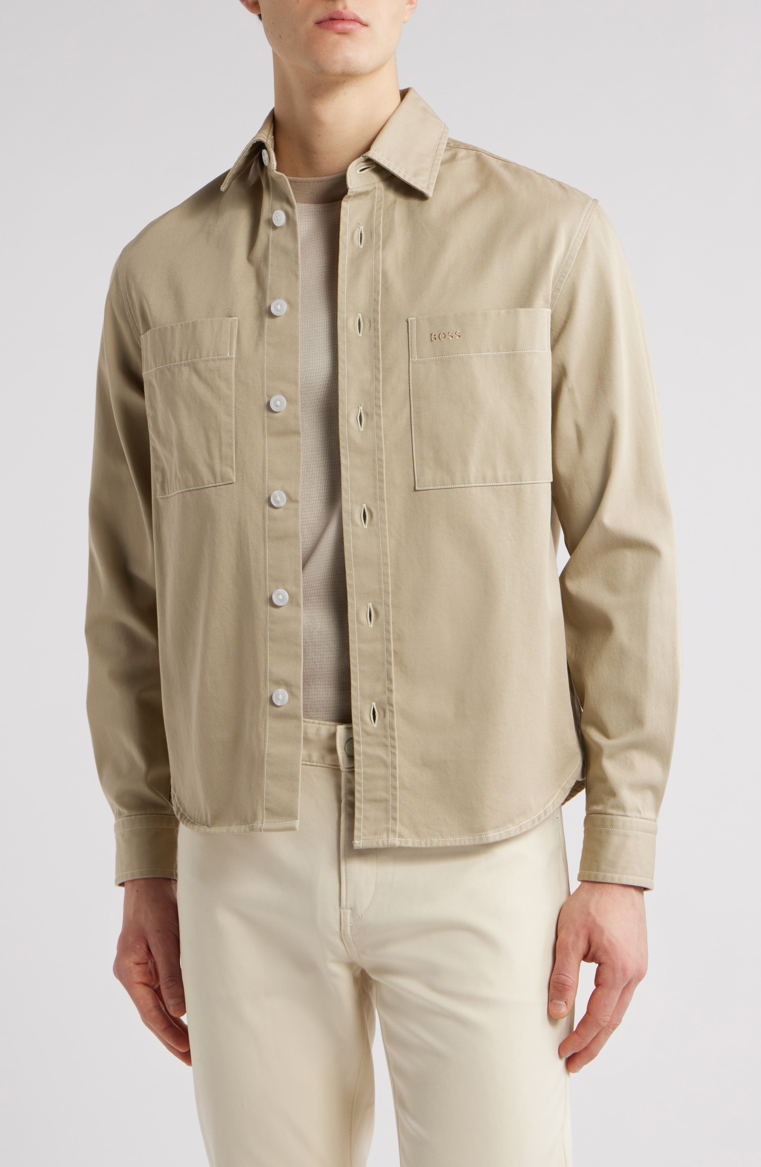 BOSS Owen Cotton Twill Button-Up Shirt Jacket
