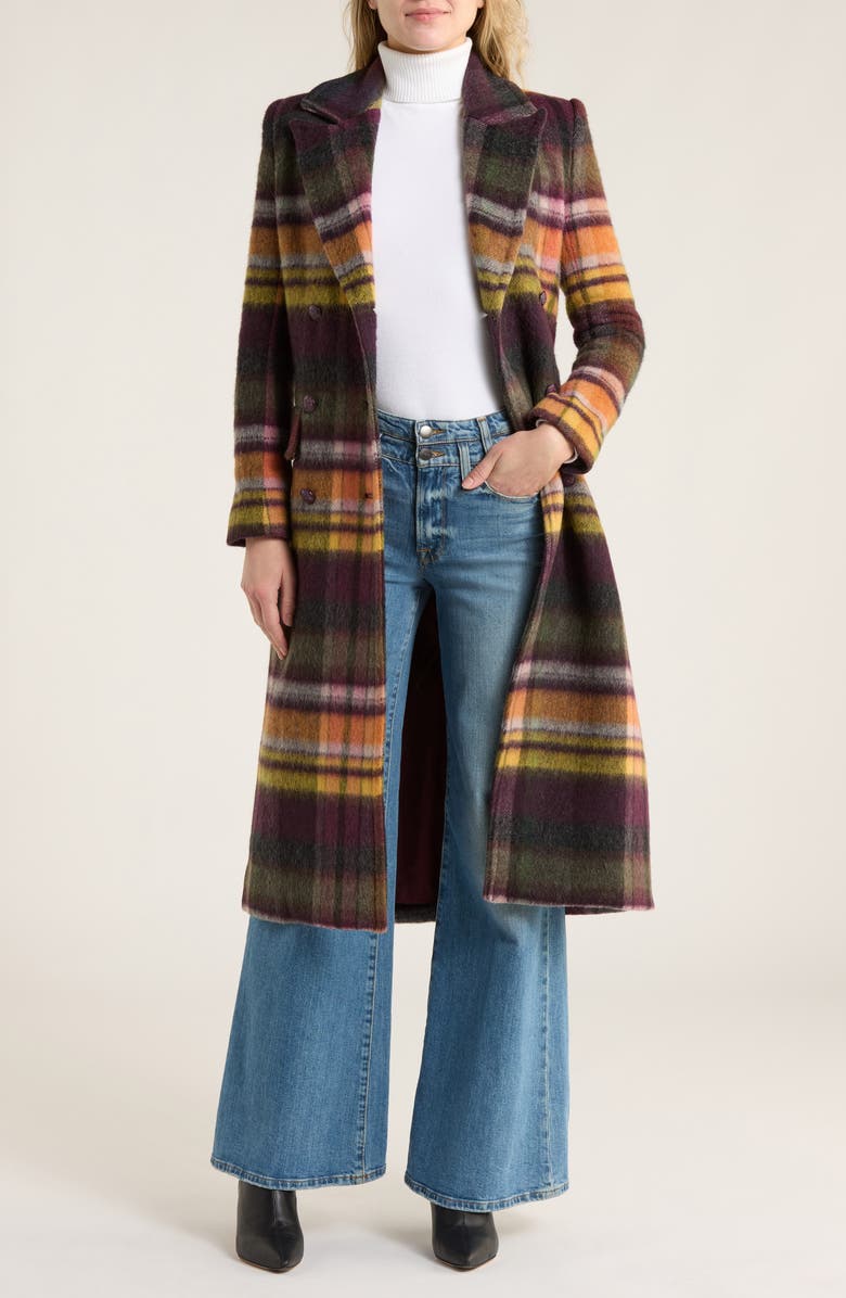 L'AGENCE Olina Plaid Double Breasted Coat, Main, color, Multi Plaid
