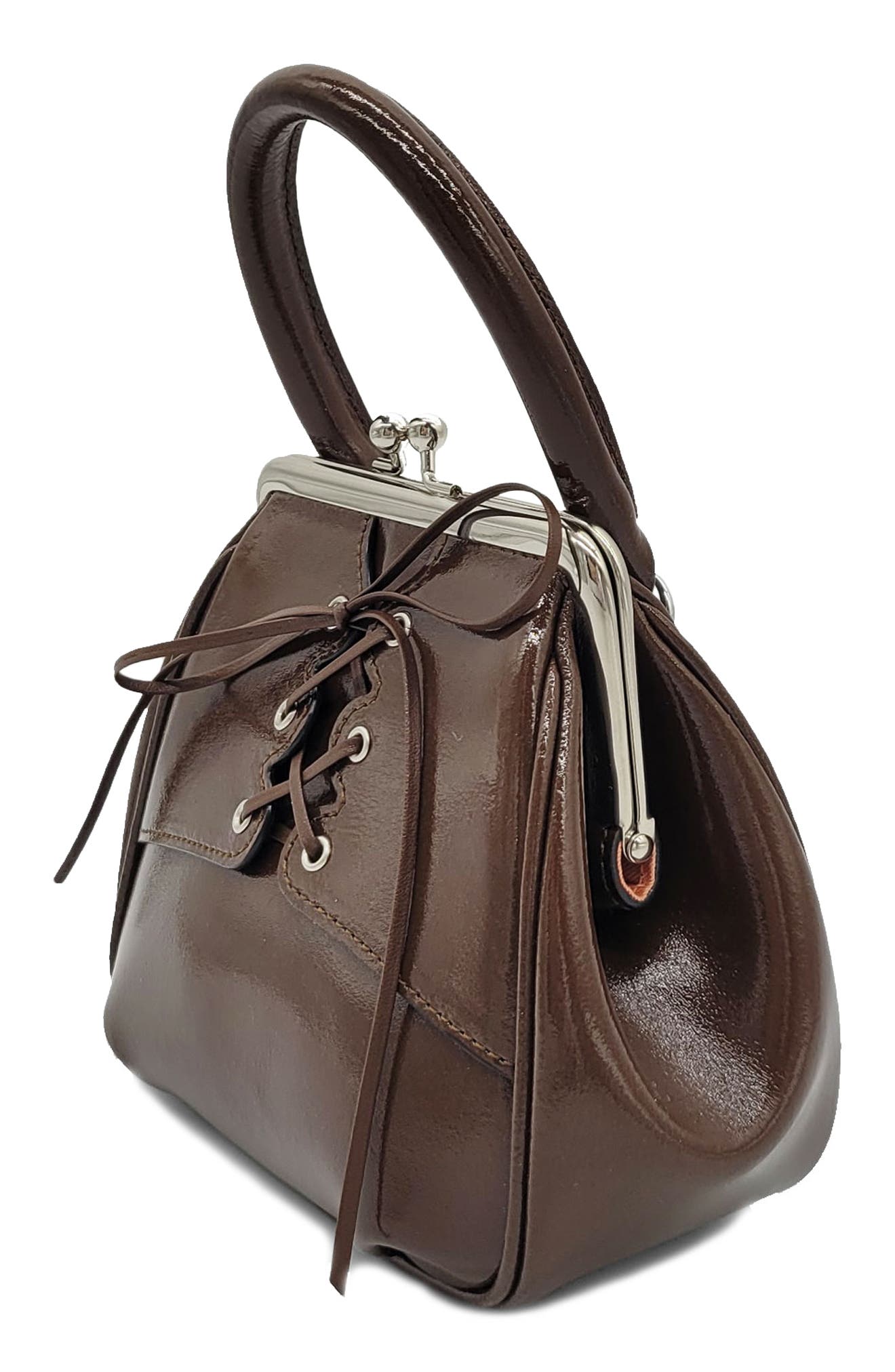 Oryany Mini Lace Up Leather Tote, Alternate, color, Camel Brown