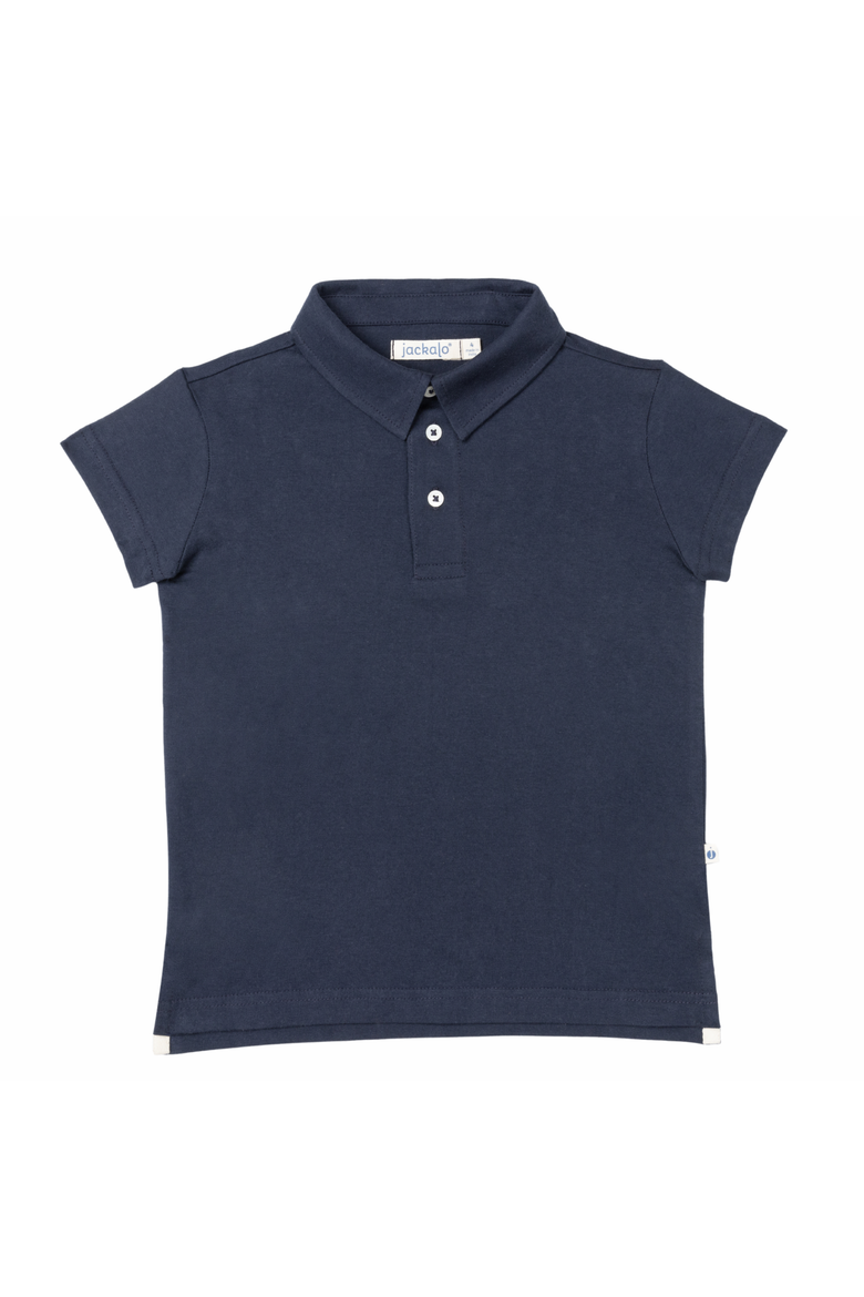 Kids' Organic Cotton Jersey Alex Polo T-Shirt, Main, color, Navy