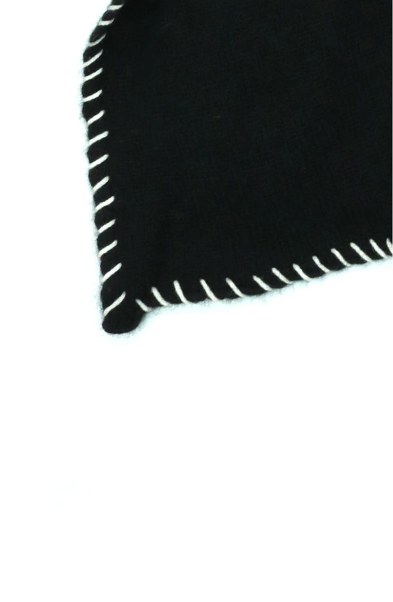 Portolano Cashmere wrap with whipstitch, Alternate, color, Black/White