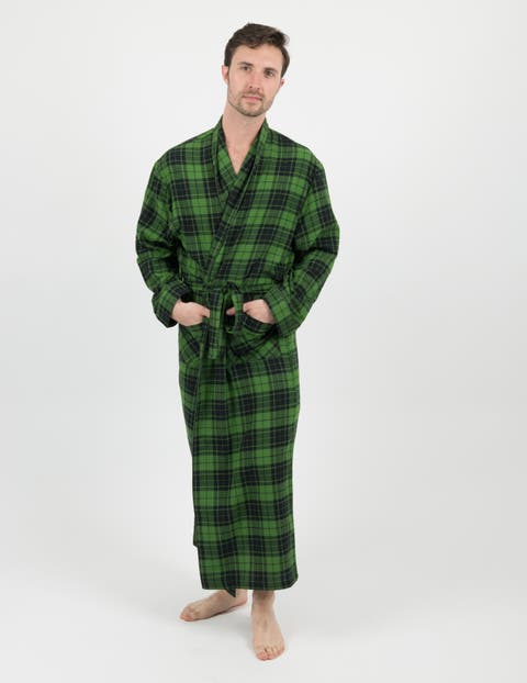 Men's Flannel Robe, 100% Cotton