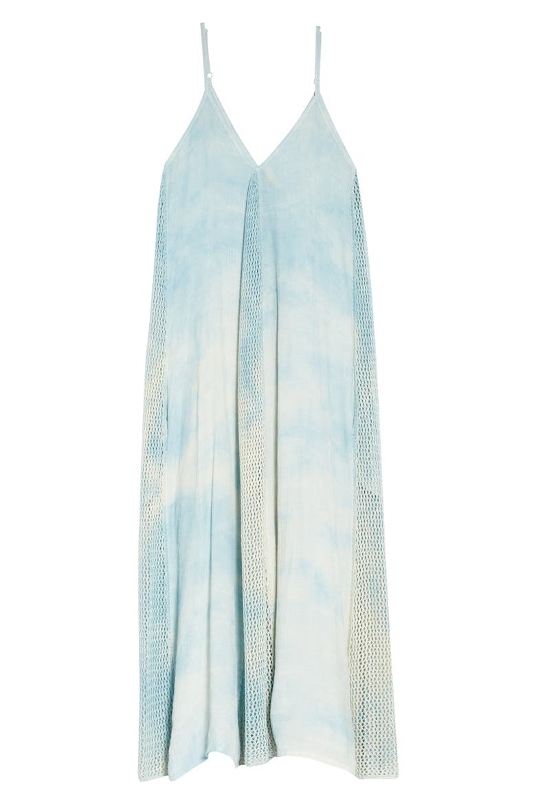 Crochet Godet Cover-Up Maxi Dress, Alternate, color, BLUE TD