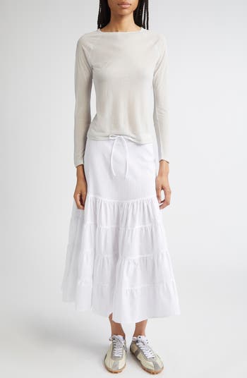 Paloma Wool Long Etoile Stripe Tiered Cotton Maxi Skirt