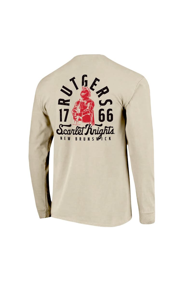Men's Natural Rutgers Scarlet Knights Comfort Colors Mascot Overlay Long Sleeve T-Shirt, Alternate, color, Natural
