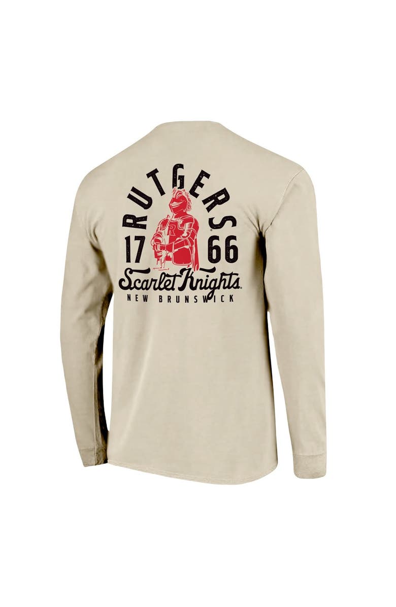 IMAGE ONE Men's Natural Rutgers Scarlet Knights Comfort Colors Mascot Overlay Long Sleeve T-Shirt, Alternate, color, Natural