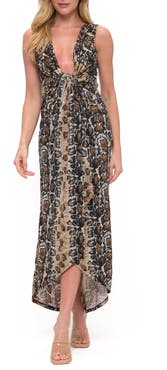 O.L. Floral Twist Front High-Low Dress
