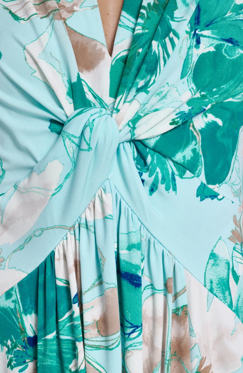 Calvin Klein Twist and Drape Maxi Dress, Alternate, color, Seaspray/ Petrol Multi