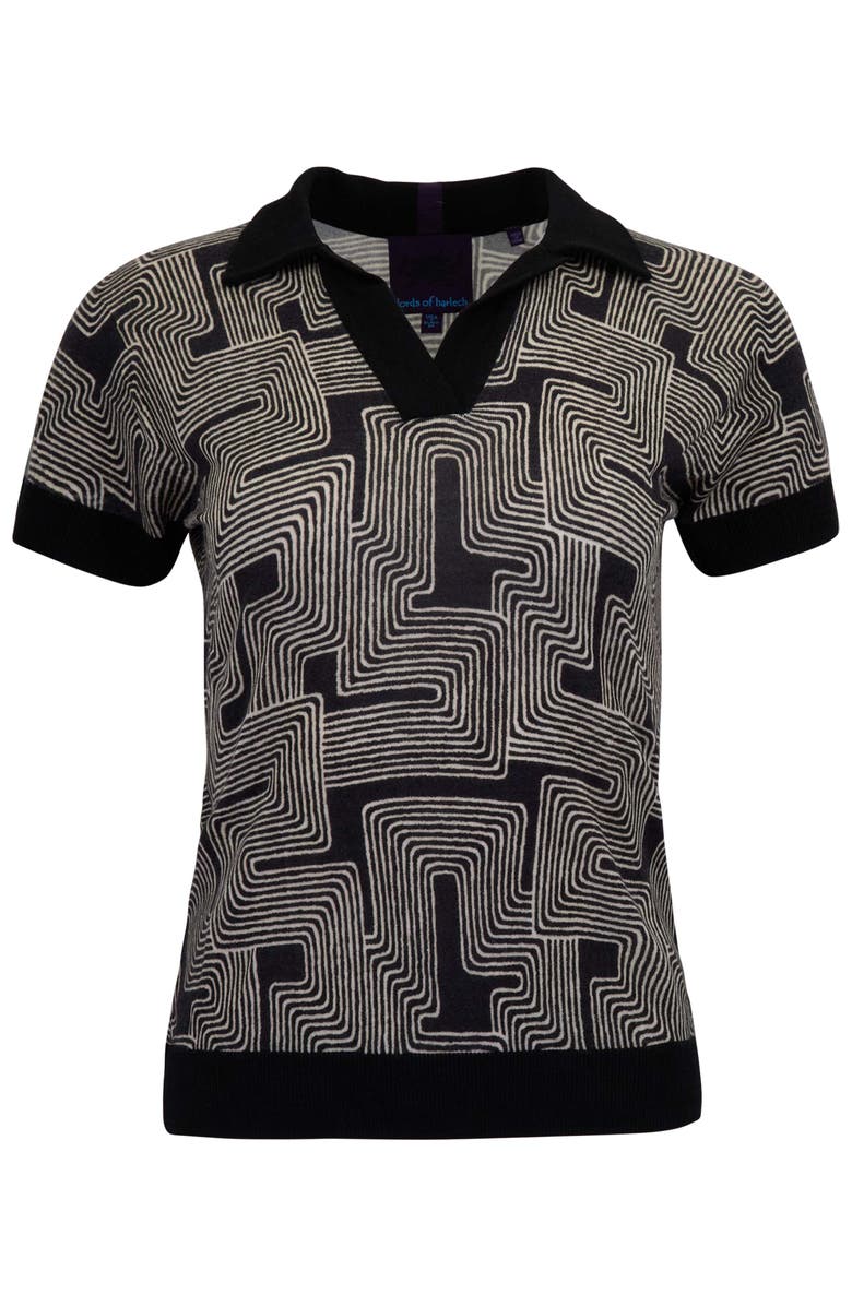 Lords of Harlech Inter Twine Womens Merino Silk Cashmere Polo, Main, color, Inter Twine Black