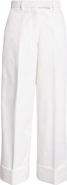 Thom Browne High Waist Straight Leg Cotton Canvas Crop Pants