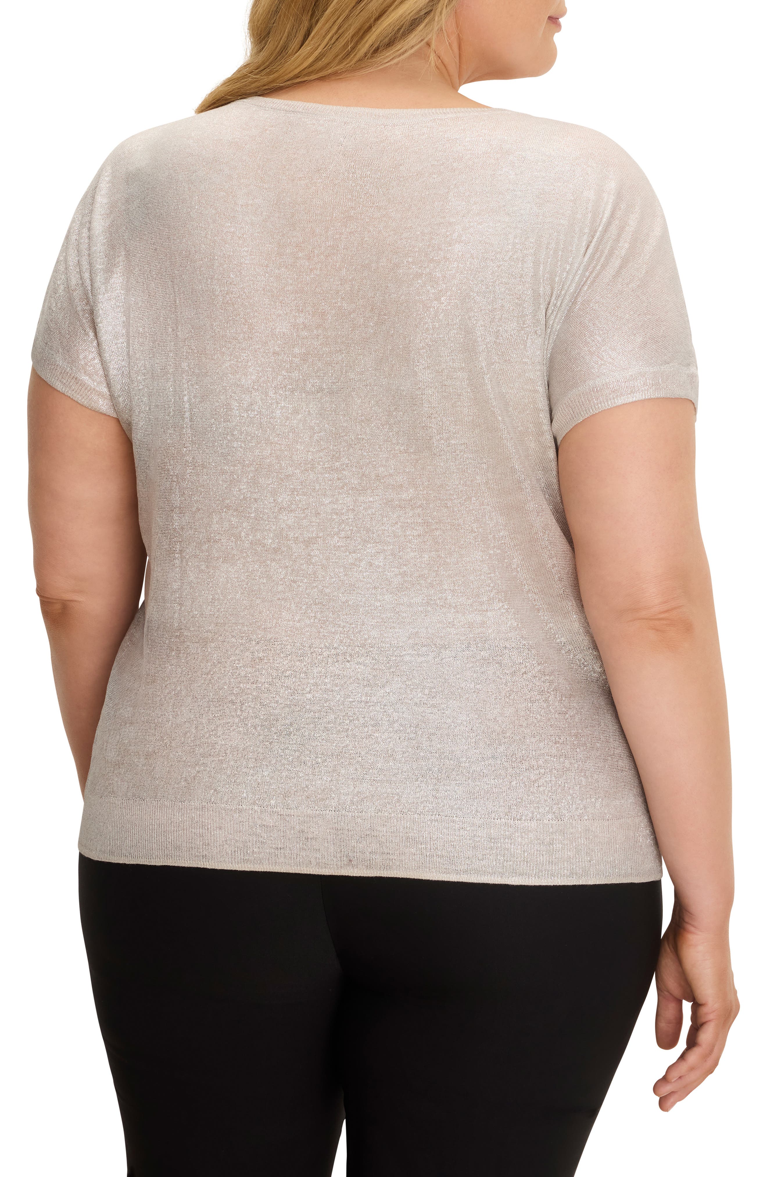 Glazed Feather Knit Short Sleeve Sweater - image 2