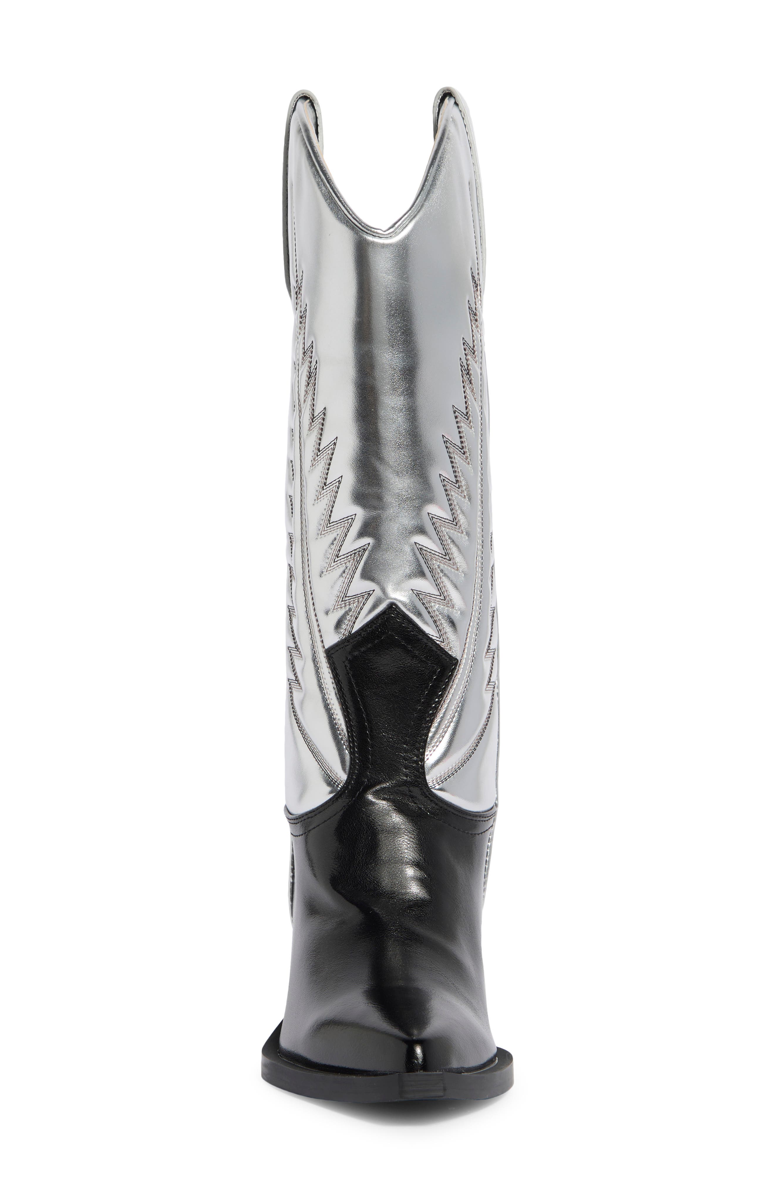 Marmalade Faux Leather Western Boot, Alternate, color, BLACK/ SILVER METALLIC