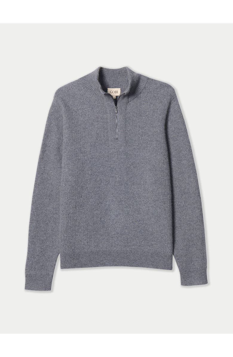 Gobi Cashmere Men's Cashmere Waffle Knit Half-Zip Sweater, Main, color, Stone Gray
