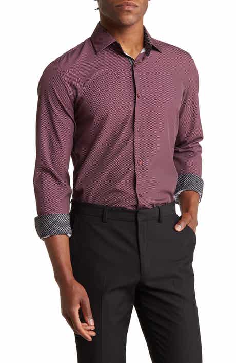 Azaro Uomo Slim Fit Dot Print Performance Button-Up Shirt