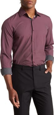 Azaro Uomo Slim Fit Dot Print Performance Button-Up Shirt