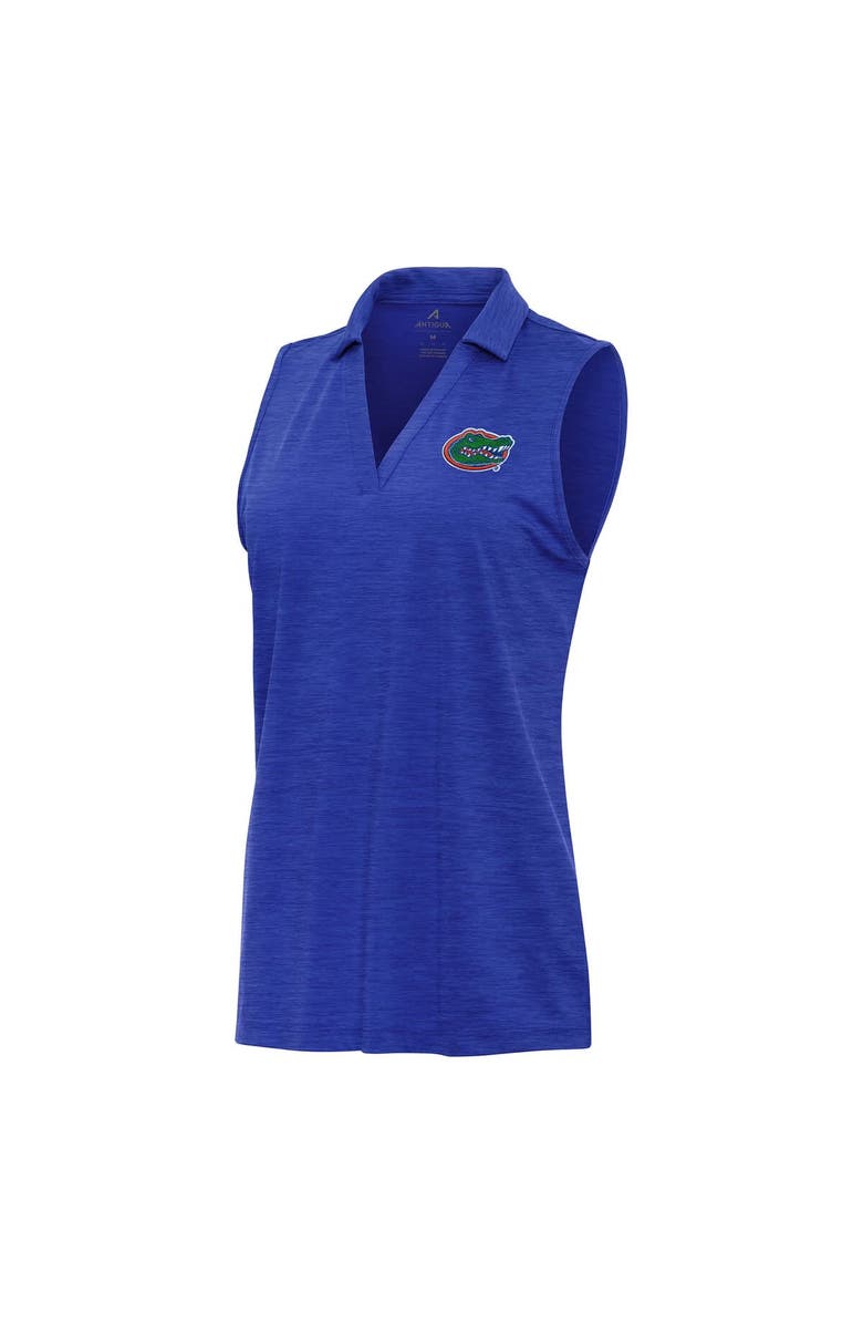 ANTIGUA Women's Antigua Heather Royal Florida Gators Layout Sleeveless V-Neck Polo, Main, color, Heather Royal